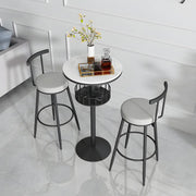 Glam Small Marble Metal Bar Table with Shelf