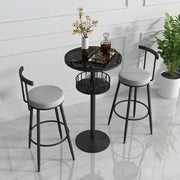 Glam Small Marble Metal Bar Table with Shelf