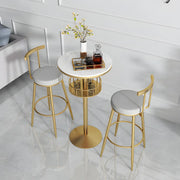 Glam Small Marble Metal Bar Table with Shelf