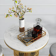 Glam Small Marble Metal Bar Table with Shelf