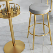 Glam Small Marble Metal Bar Table with Shelf
