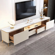 Glam Stone Open Storage Drawers Rectangle TV Stand
