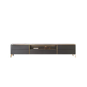 Glam Stone Open Storage Drawers Rectangle TV Stand
