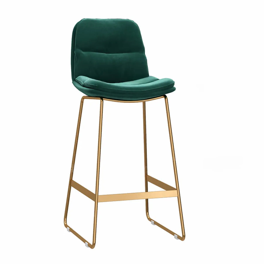 Glam Velvet Upholstered Low Back Bar Stool with Metal Frame