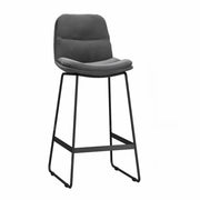 Glam Velvet Upholstered Low Back Bar Stool with Metal Frame
