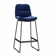 Glam Velvet Upholstered Low Back Bar Stool with Metal Frame