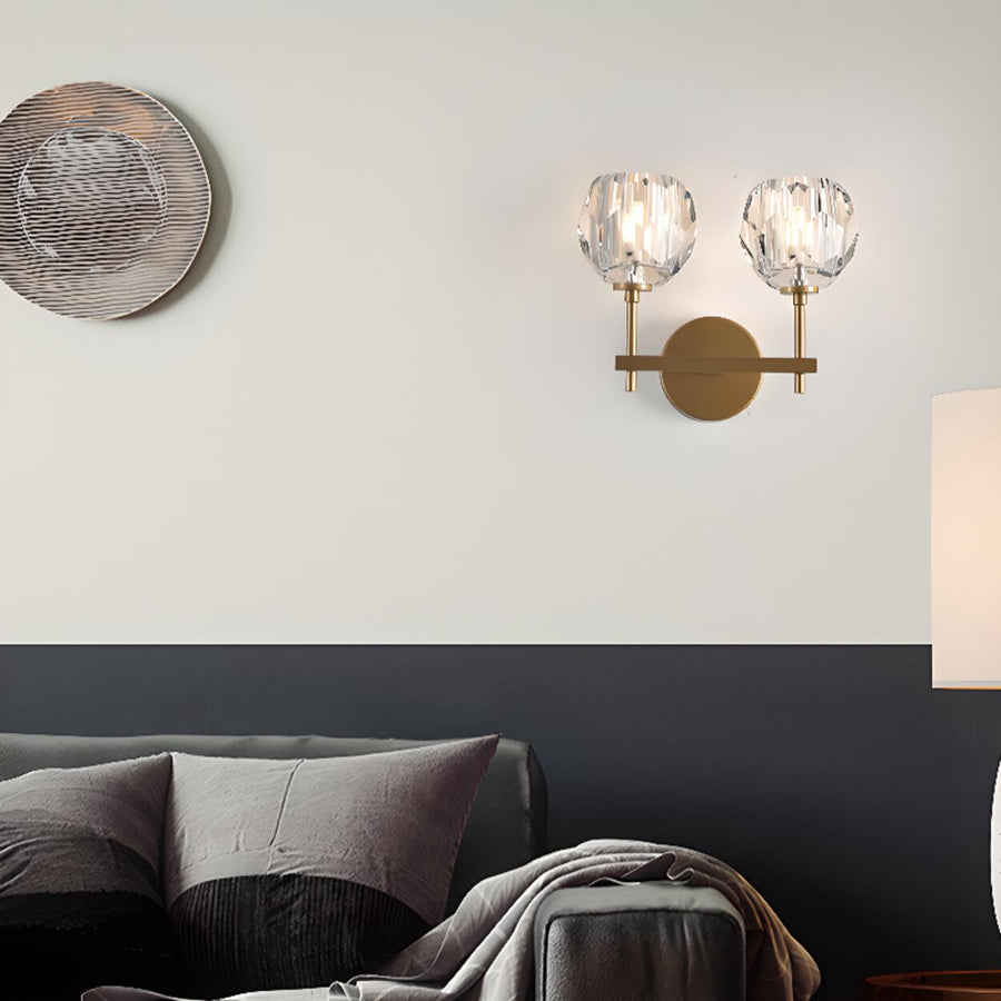 Globe Crystal Glass Metal LED Wall Light Fixture