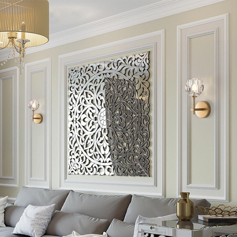 Globe Crystal Glass Metal LED Wall Light Fixture