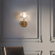 Globe Crystal Glass Metal LED Wall Light Fixture