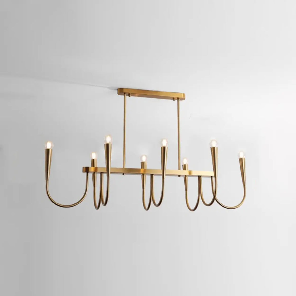 Gold Candle and Arched Arm Island Chandelier Light