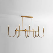 Gold Candle and Arched Arm Island Chandelier Light