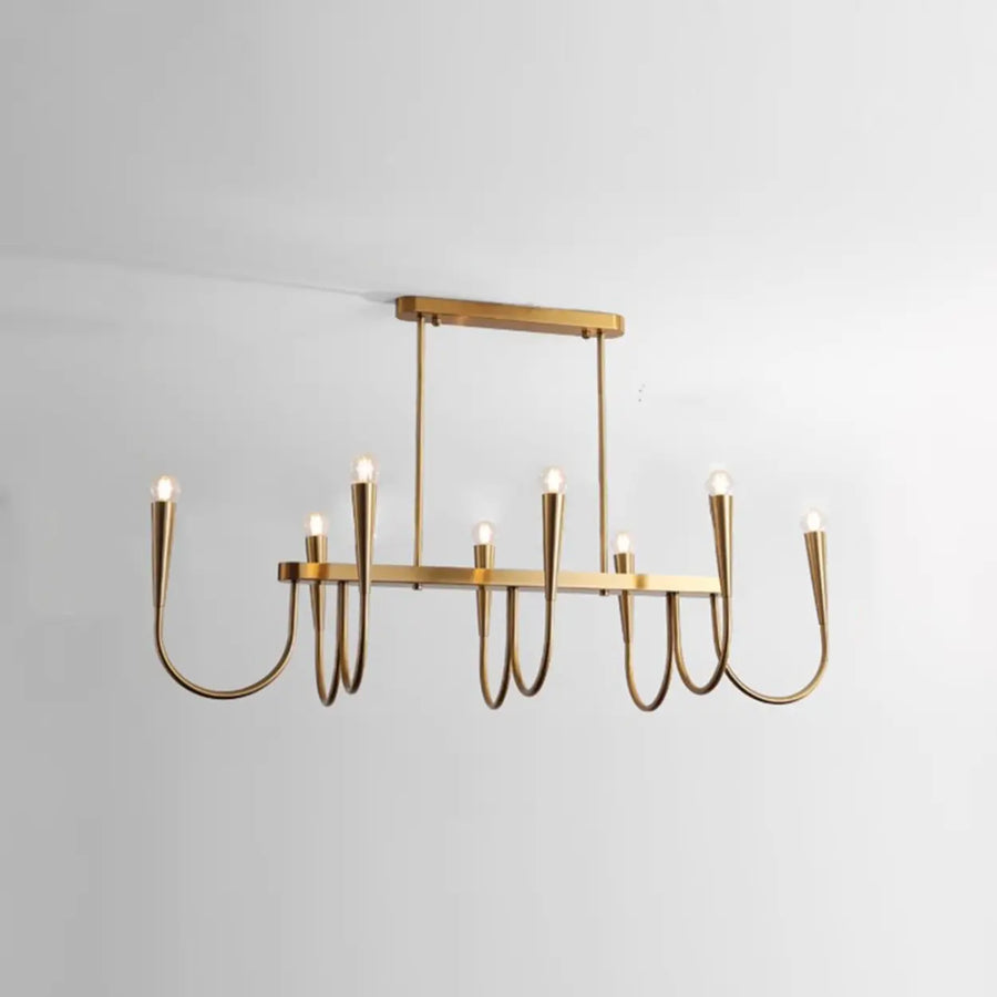 Gold Candle and Arched Arm Island Chandelier Light