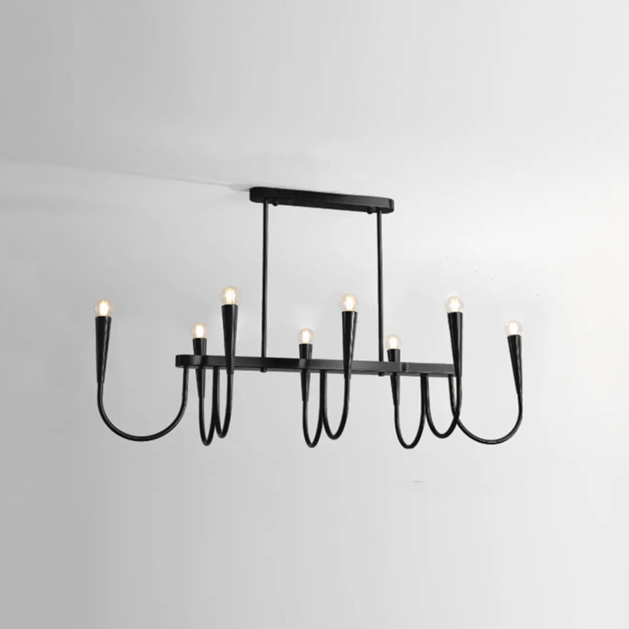 Gold Candle and Arched Arm Island Chandelier Light
