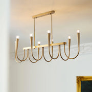 Gold Candle and Arched Arm Island Chandelier Light