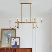 Gold Candle and Arched Arm Island Chandelier Light