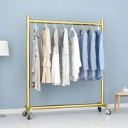 Gold Metal Rolling Coat Rack with Hangers and Casters