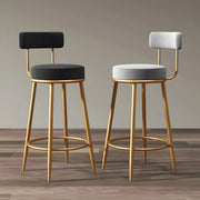 Gold Metal Round Velvet Backrest Counter Bar Stools