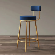 Gold Metal Round Velvet Backrest Counter Bar Stools