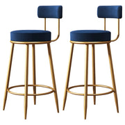 Gold Metal Round Velvet Backrest Counter Bar Stools