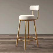 Gold Metal Round Velvet Backrest Counter Bar Stools