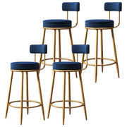 Gold Metal Round Velvet Backrest Counter Bar Stools