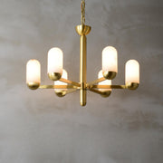 Modern Gold Alabaster Cylindrical Branching Chandelier