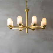 Modern Gold Alabaster Cylindrical Branching Chandelier