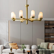 Modern Gold Alabaster Cylindrical Branching Chandelier