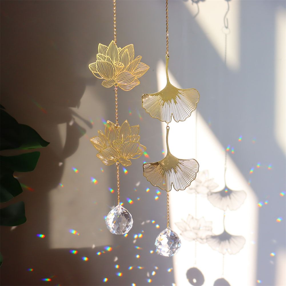 Golden Leaves Crystal Suncatcher
