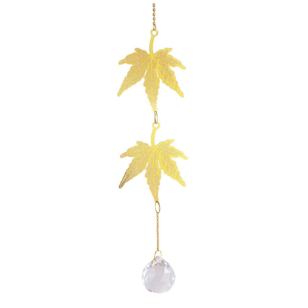 Golden Leaves Crystal Suncatcher