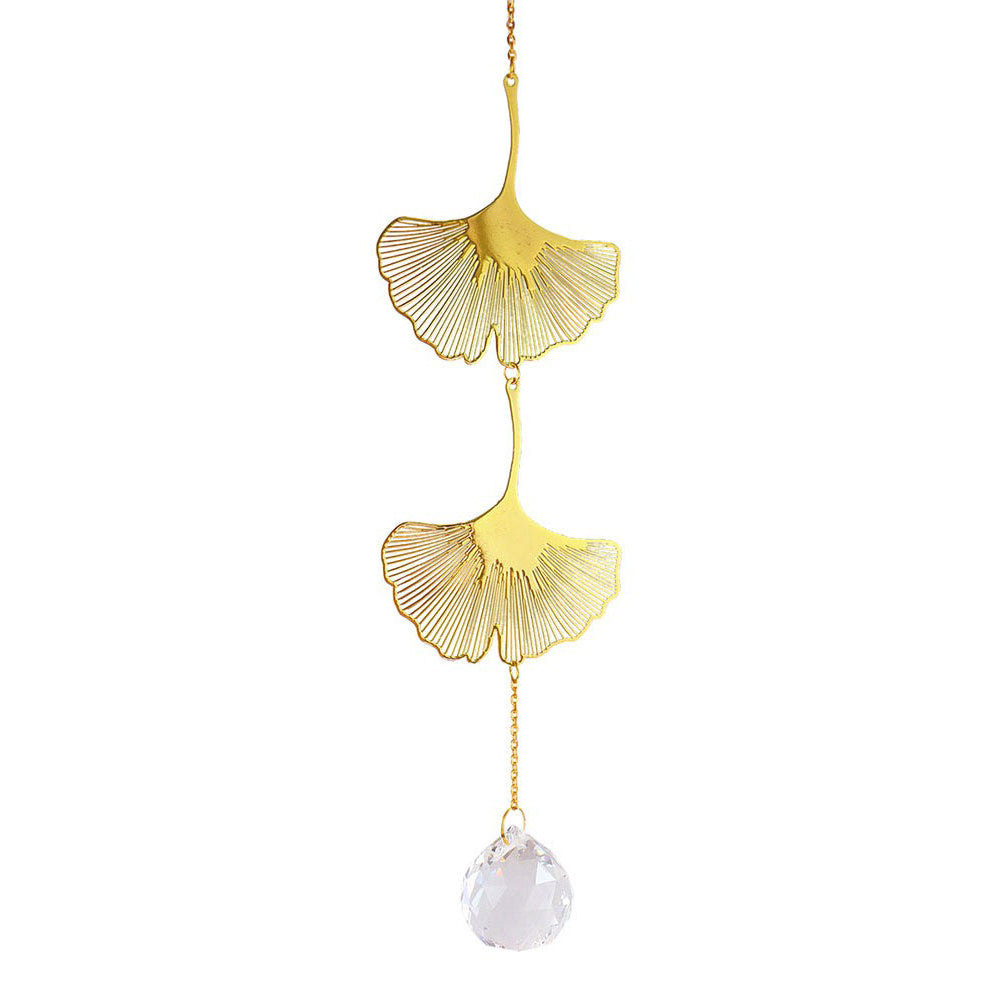 Golden Leaves Crystal Suncatcher