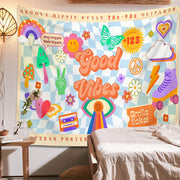 Good Vibes Checkered Tapestry