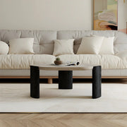 Gray Hexagon Travertine Coffee Table with Black Leg