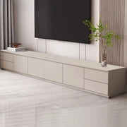 Gray Oak Wooden Rectangular TV Stand with Storage