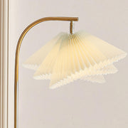 Gray Pleated Shade Multifunctional Shelf Floor Lamp