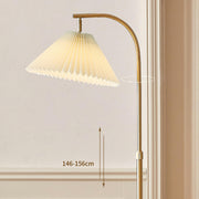 Gray Pleated Shade Multifunctional Shelf Floor Lamp