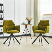 Green Swivel Modern Fabric High Back Upholstered Dining Chair