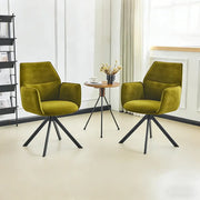 Green Swivel Modern Fabric High Back Upholstered Dining Chair