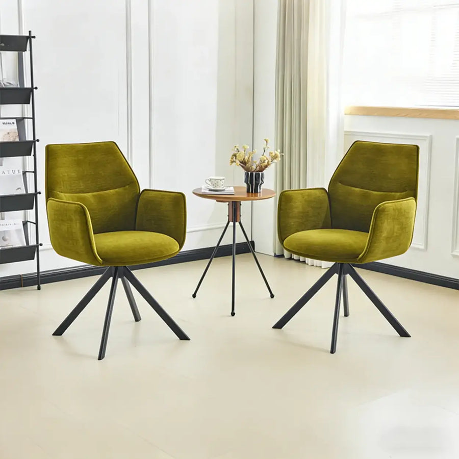 Green Swivel Modern Fabric High Back Upholstered Dining Chair