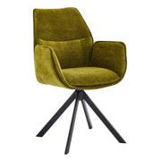 Green Swivel Modern Fabric High Back Upholstered Dining Chair