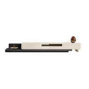 Green-White Fresh Long Wood Rectangle Storage TV Stand