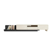 Green-White Fresh Long Wood Rectangle Storage TV Stand