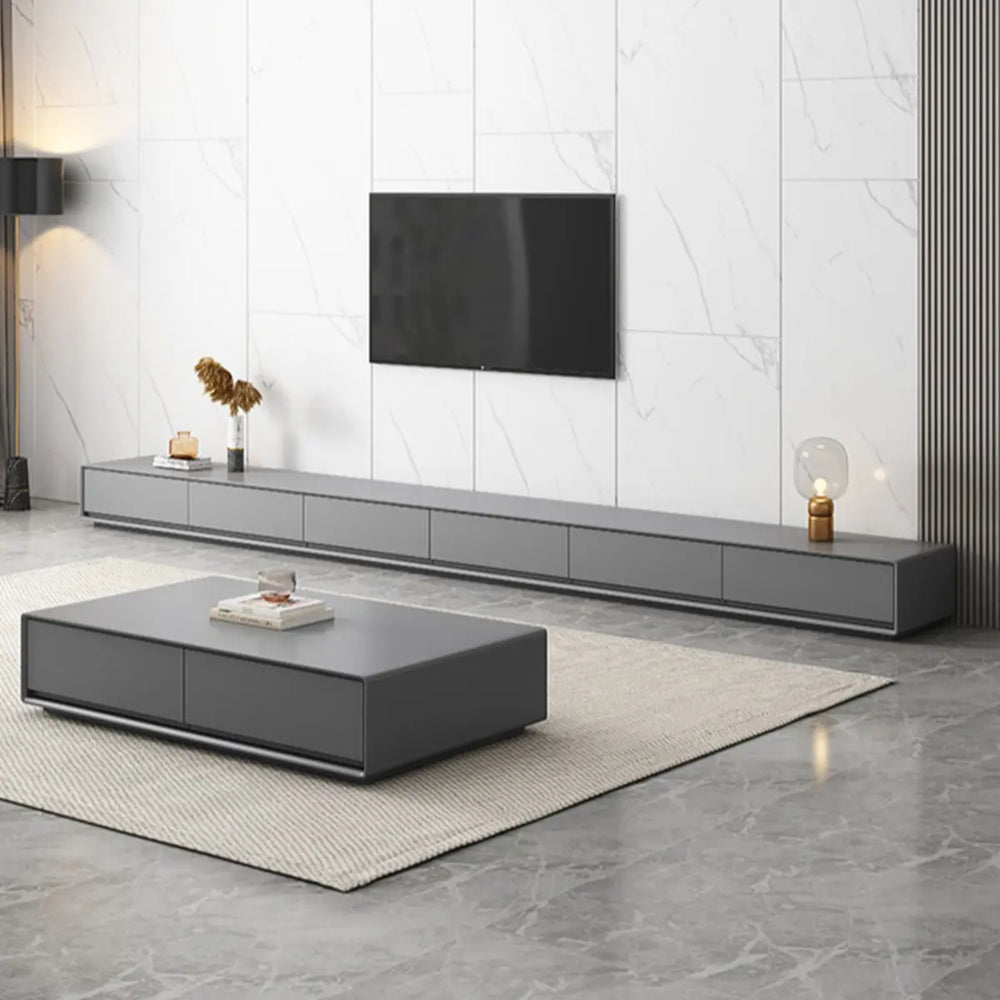 Grey Enclosed Storage Rectangle TV Stand with Drawers