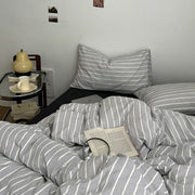 Minimalist Grey Pinstripe Bedding Set