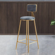 Grey Modern Gold Iron Velvet Tall Bar Stool with Cushion