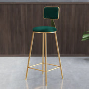 Grey Modern Gold Iron Velvet Tall Bar Stool with Cushion