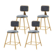 Grey Modern Gold Iron Velvet Tall Bar Stool with Cushion