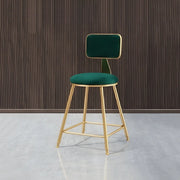 Grey Modern Gold Iron Velvet Tall Bar Stool with Cushion