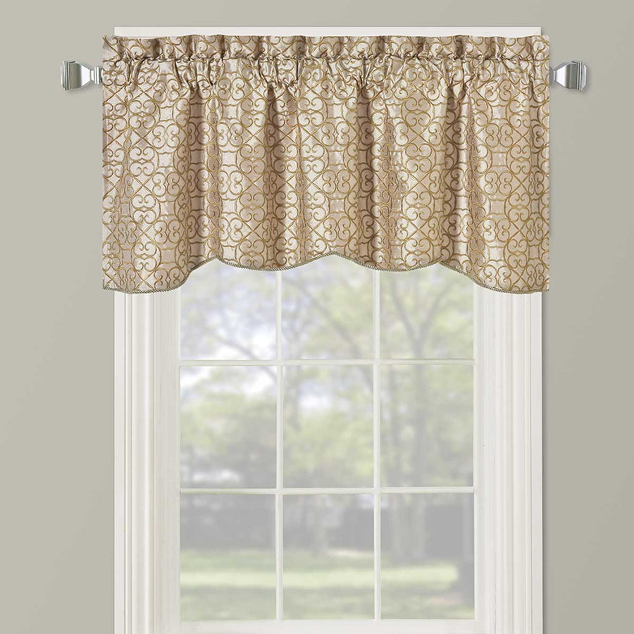 Halifax Lined Embroidered Window Valance 52"Wx19"L (Single)