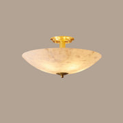 Hallway Stone Bowl Golden Semi-Flush Ceiling Light